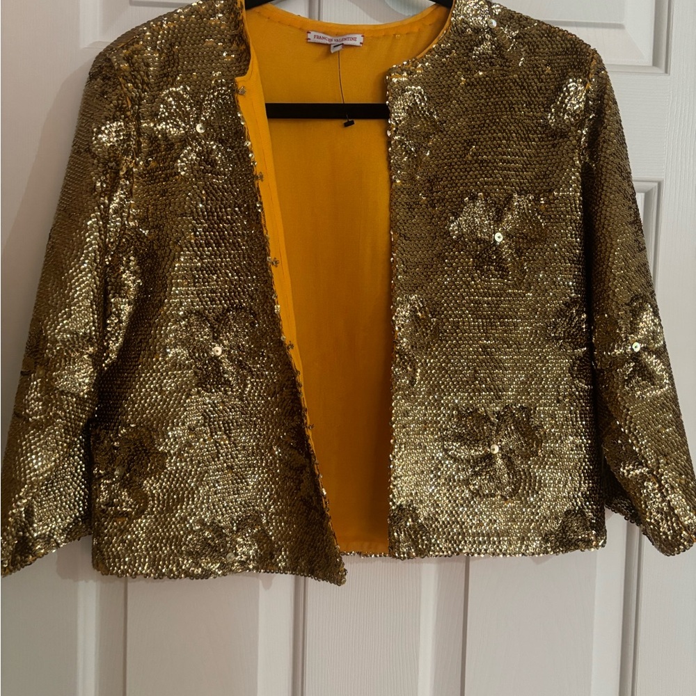 Frances Valentine Gold Sequin Blazer